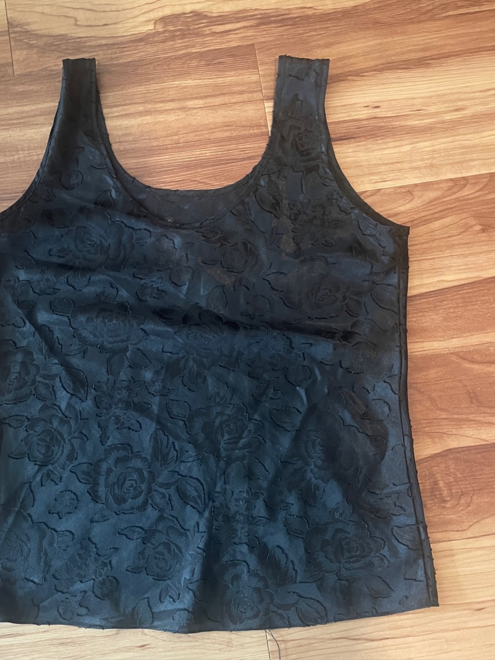 Source Unknown Black Floral Jacquard Tank Top